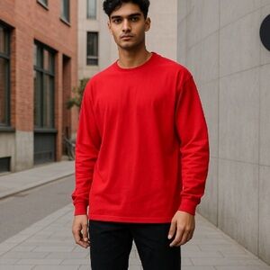 Croft & Barrow Red Long Sleeve Tee Classic Crew